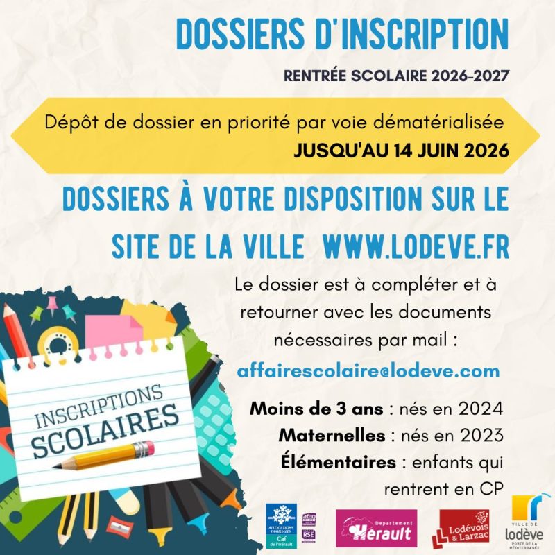 Dossiers d'inscription scolaire 2026-2027